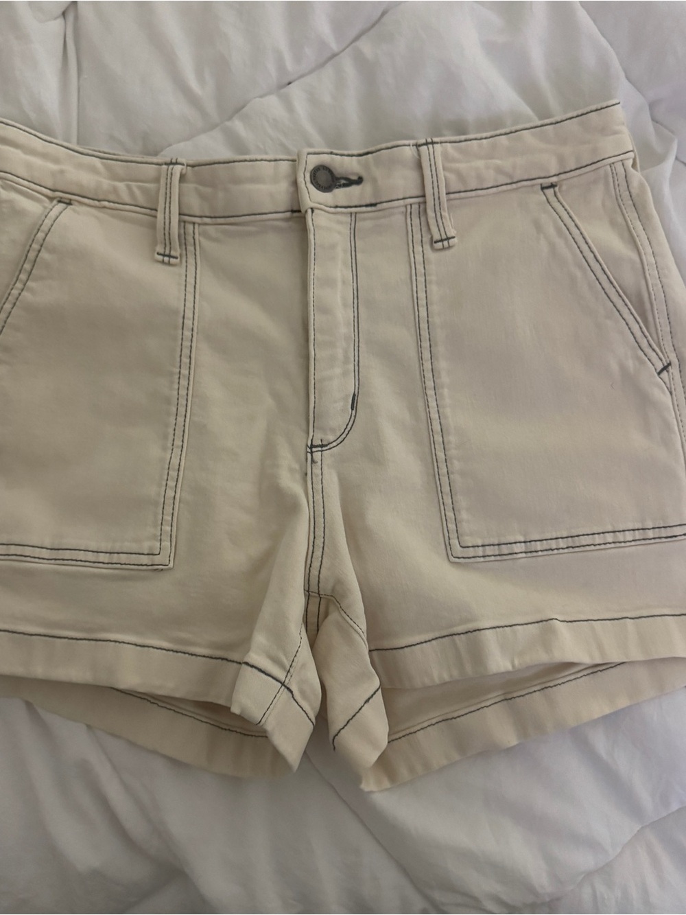 Universal Thread Cream High Rise Contrast-Stitch Shorts- Size 10/30